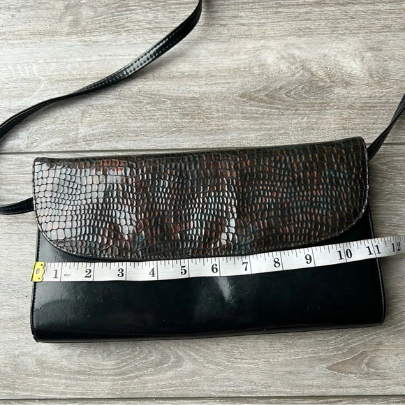 Vintage Naturalizer Mastercraft Patent Leather Croc Leather Clutch Shoulder Bag - Picture 12 of 13
